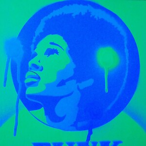 Afro funk paintings 60s stencil art graffiti art urban art spray paints power music soul motown afro America hair home living pop art canvas image 2