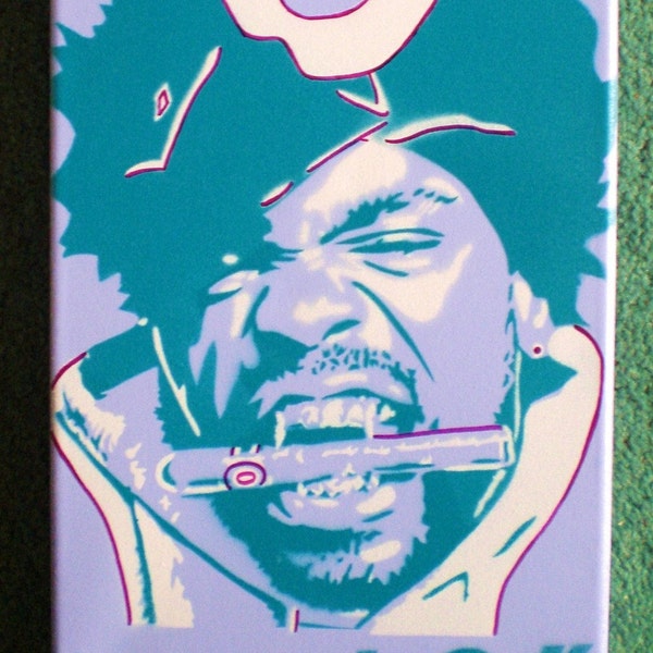 Method Man peinture toile violet pochoir art peinture en aérosol art hip hop rap Wu tang clan musique urbaine superfly haute chambre séjour pop graffiti