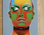 Chameleon women painting canvas stencils art spray paint pop art design urban multicoloured graffiti woman face portrait eyes like skin deep