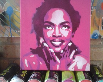 Lauryn Hill Malerei Schablone Kunst Spray Paint Art Hip Hop Musik New York Soul Fugees Rap Leinwand Kunst Pop Art I Street Art abstrakte Graffiti