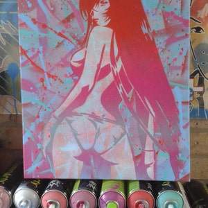 Manga painting stencil art spray paint art Japanese anime canvas pop art abstract graffiti urban home living asian women comics street art image 4