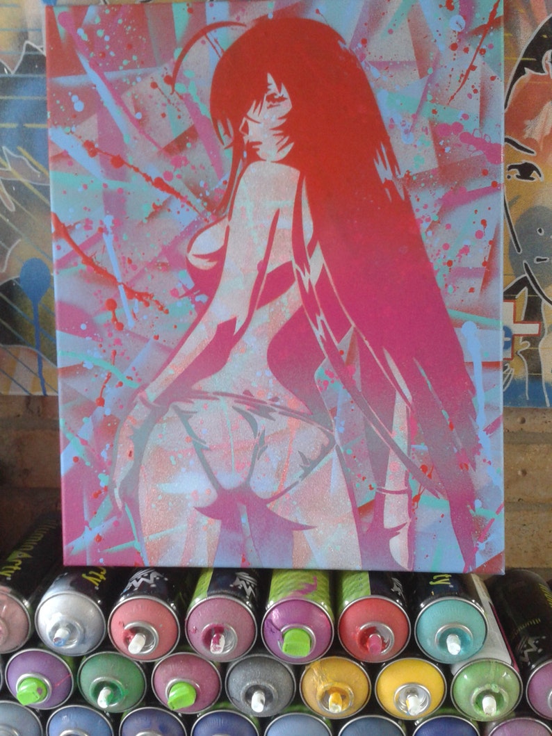 Manga painting stencil art spray paint art Japanese anime canvas pop art abstract graffiti urban home living asian women comics street art image 4