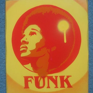 Afro funk paintings 60s stencil art graffiti art urban art spray paints power music soul motown afro America hair home living pop art canvas image 1