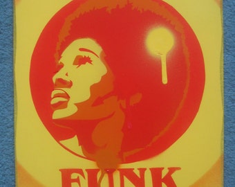 Afro funk paintings 60s stencil art graffiti art urban art spray paints power music soul motown afro America hair home living pop art canvas