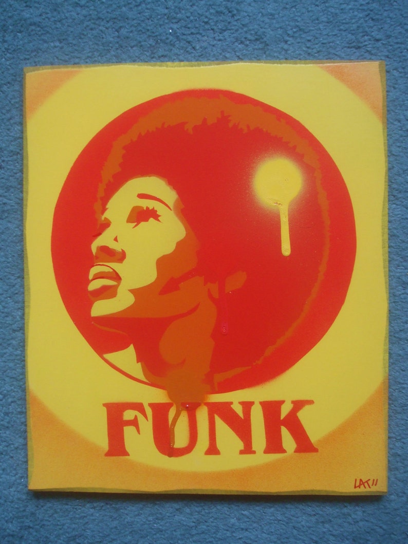 Afro funk paintings 60s stencil art graffiti art urban art spray paints power music soul motown afro America hair home living pop art canvas image 1