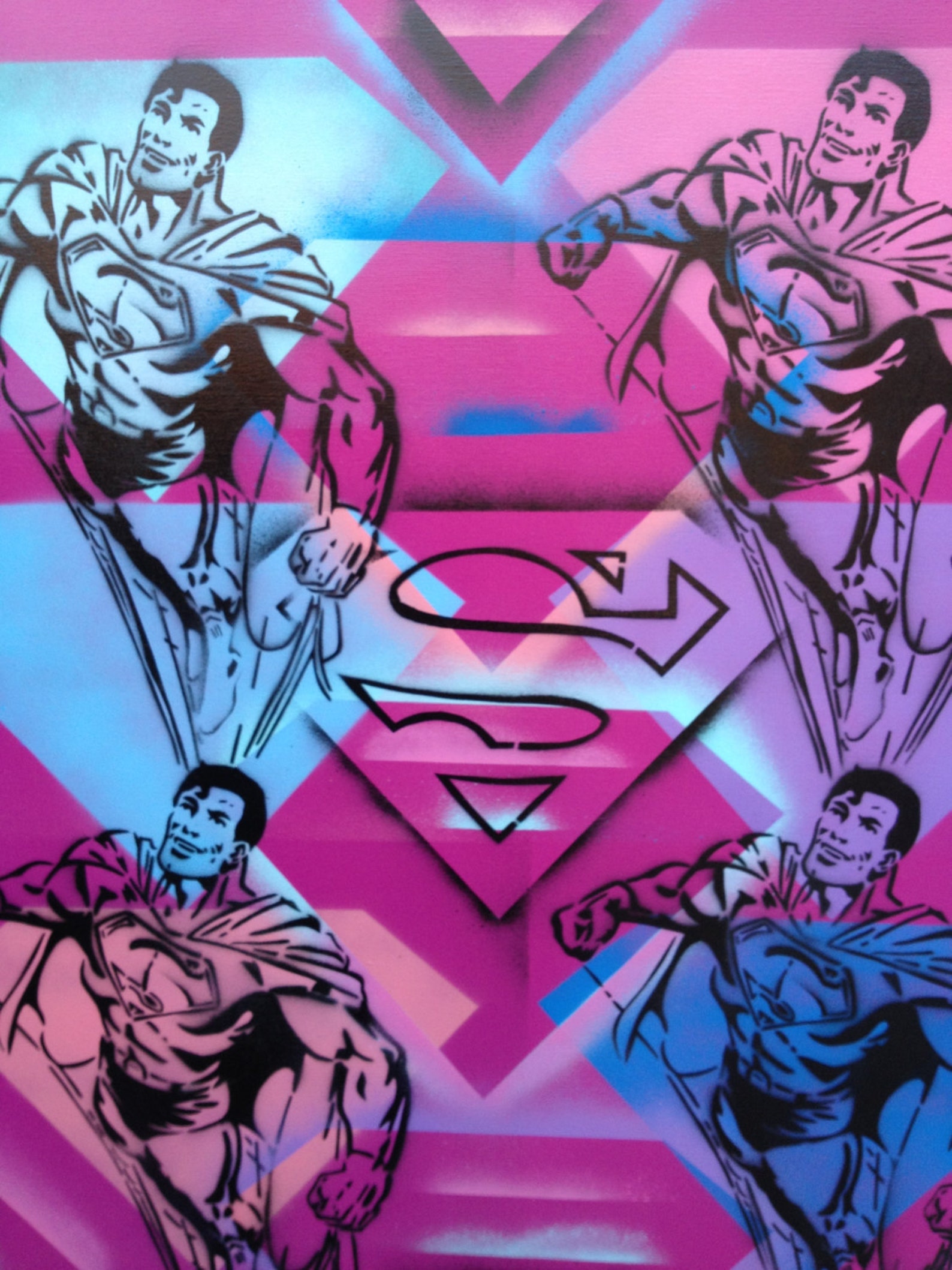 Superman Painting Stencil Art Spray Paint Art Pop Art Canvas Etsy