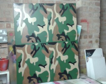 Abstraktes Camouflage Gemälde Street Art Leinwand Kunst Schablone Kunst Spray Paint Art grün braun schwarz Army Muster Militär Pop Art Graffiti Graf