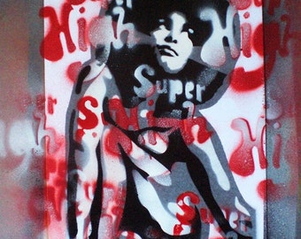 Afro Frau Malerei Afro Kamm Schablone Kunst Spray Paints Leinwand Kunst Afrikanische Urban Pop Design Wandkunst Europa,pink,pop,blau,Frauen,Amerika,Haar