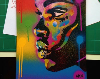 Afrikanische Frau Gesicht Malerei Kuss 2 Serie Schablone Kunst Spray Paint Art Leinwand Schönheit Street Art handgemacht modernes Graffiti Zuhause Pop Art