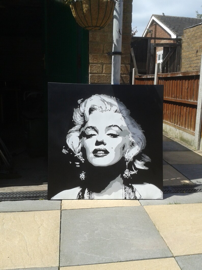 marilyn monroe painting large canvas stencil art spray paint etsy