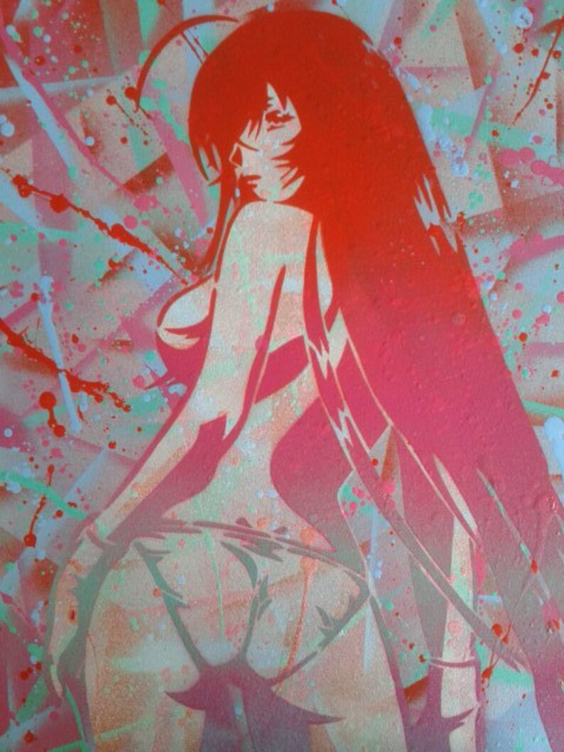 Manga painting stencil art spray paint art Japanese anime canvas pop art abstract graffiti urban home living asian women comics street art image 3