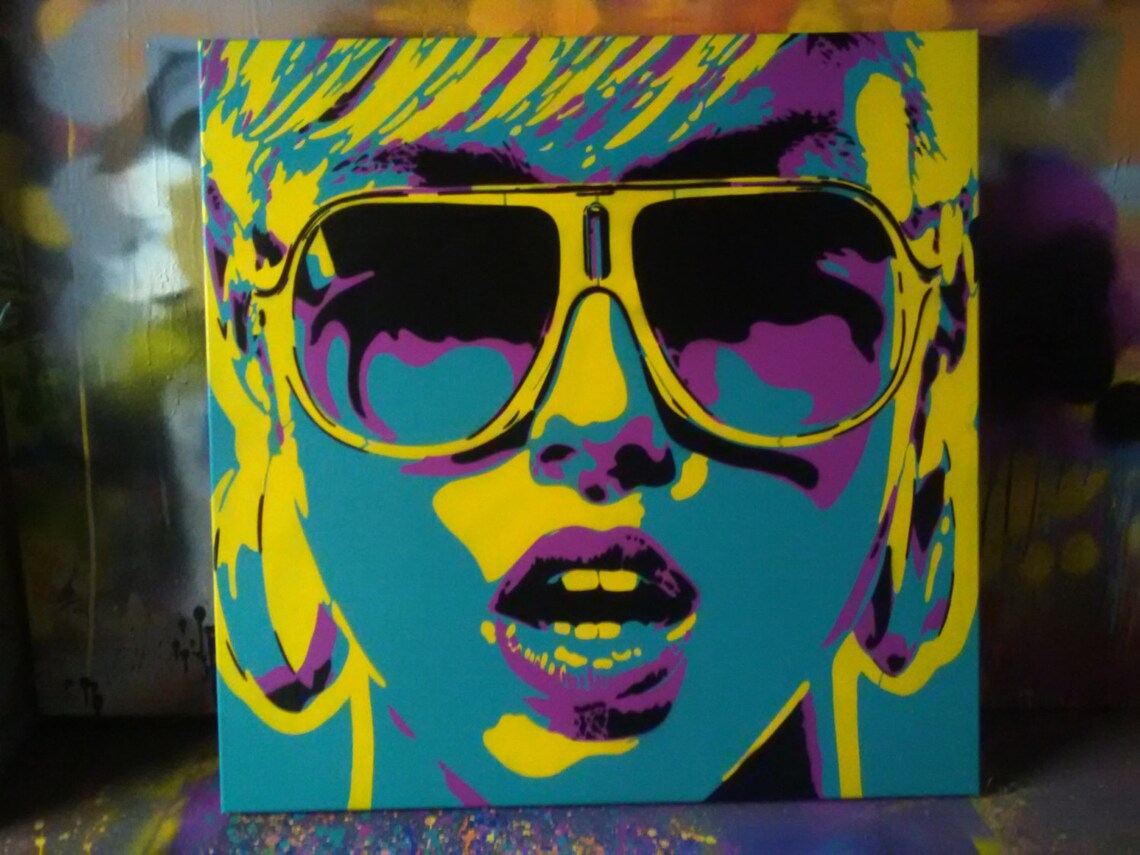 Pop art woman painting canvas stencil art spray paint art Etsy