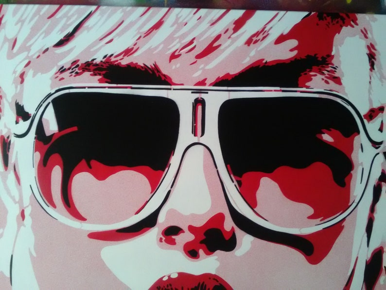 Pop art woman painting canvas stencil art spraypaint art sunglasses red white graffiti abstract portrait girl her home living artwork design image 5