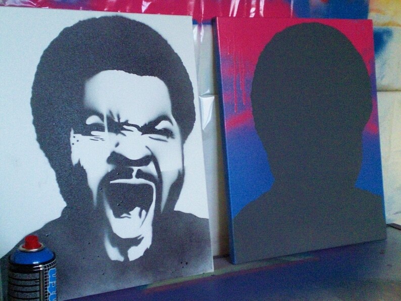 Ice Cube Painting on Canvas Stencil Art Spray Paints Urban Hip Etsy