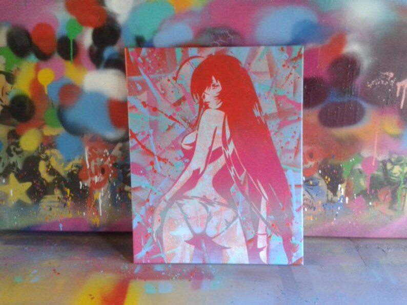 Manga painting stencil art spray paint art Japanese anime canvas pop art abstract graffiti urban home living asian women comics street art image 2