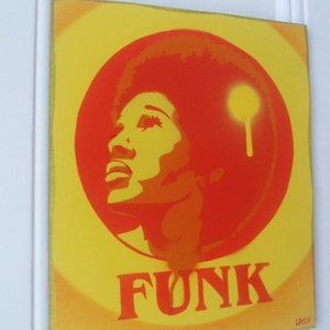 Afro funk paintings 60s stencil art graffiti art urban art spray paints power music soul motown afro America hair home living pop art canvas image 3