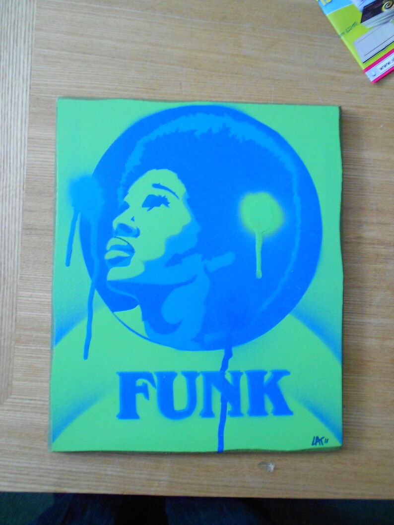 Afro funk paintings 60s stencil art graffiti art urban art spray paints power music soul motown afro America hair home living pop art canvas image 4