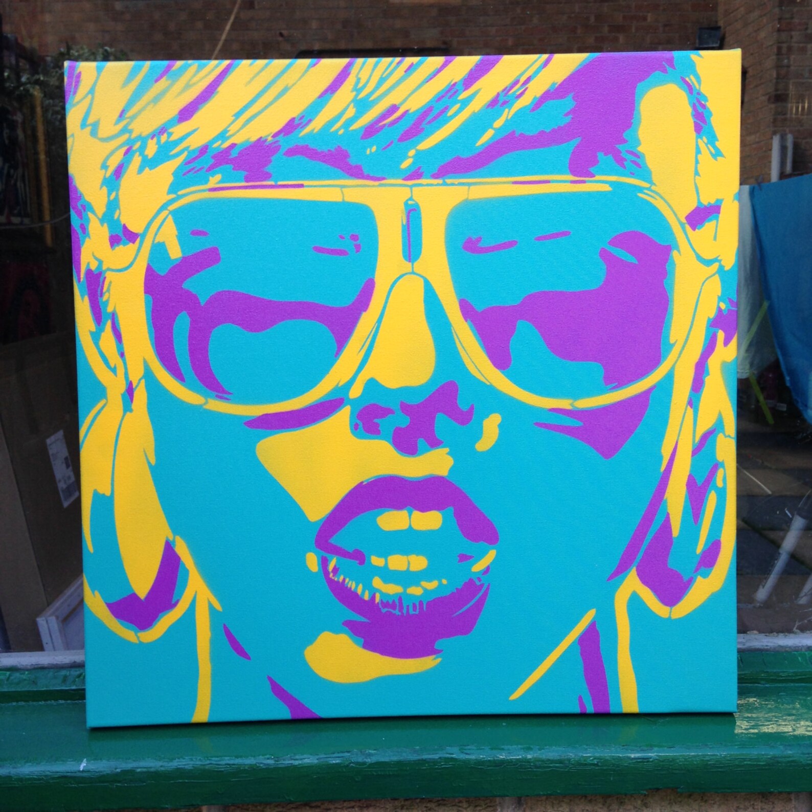 Pop art woman painting canvas stencil art spray paint art Etsy