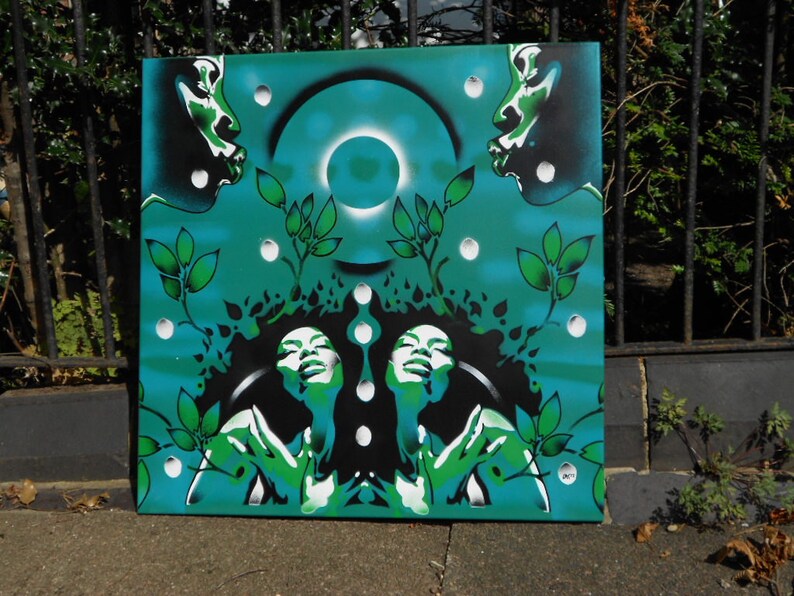Afro Women Stencil Art Painting Garden of Eden Spray Paint Art Etsy UK