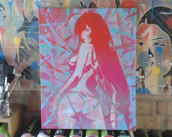 Manga painting stencil art spray paint art Japanese anime canvas pop art abstract graffiti urban home living asian women comics street art