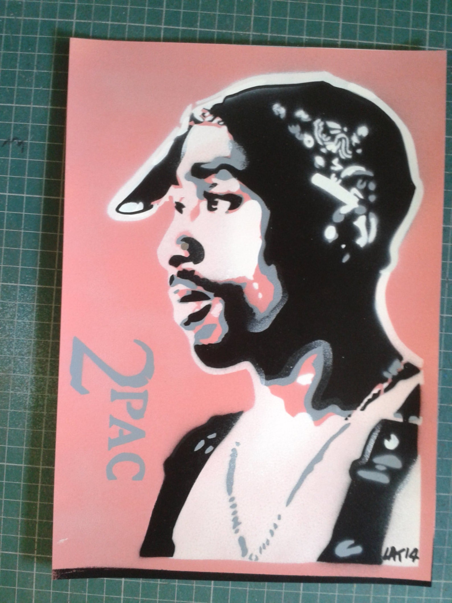Tupac stencil art painting canvas 2pac hip hop west coast Etsy