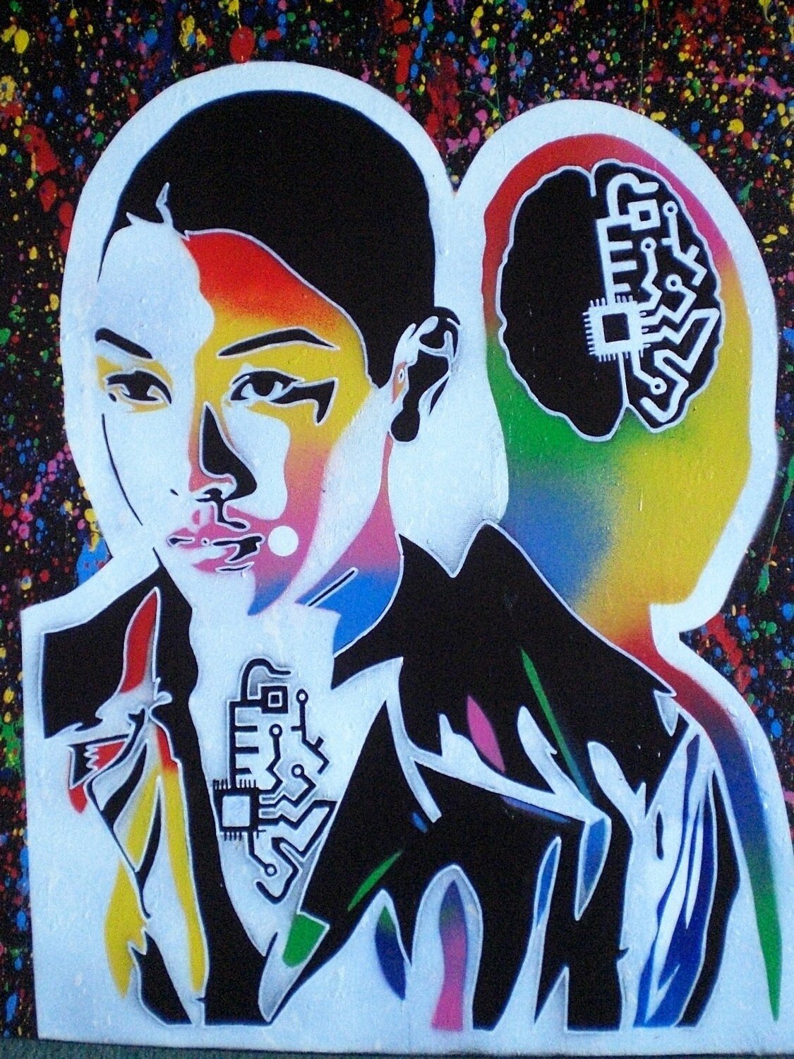Asian Android Painting Stencil Art Graffiti Art Canvas Spray Etsy Ireland