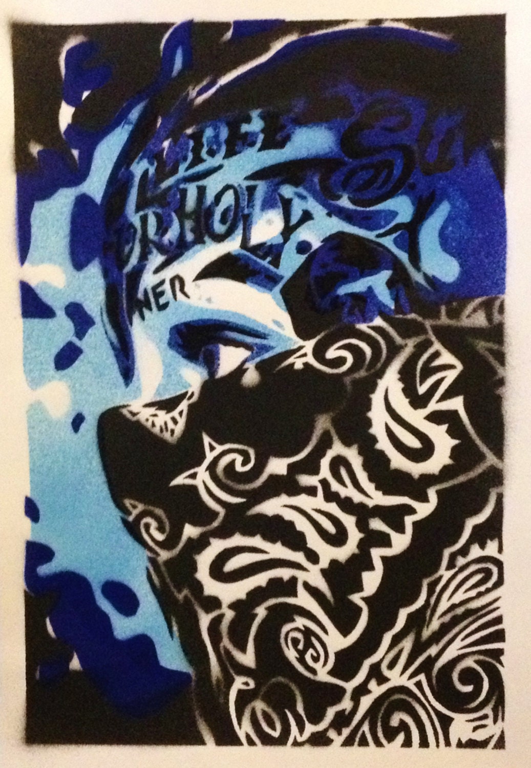 Hispanic Gangster painting bandana stencil art spray paint art