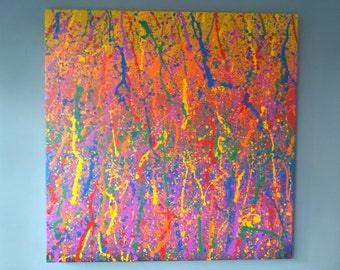 Abstract splash style painting canvas splashes spray paint art experimental colours custom graffiti unique pop art artist wall art urban art