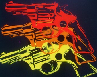 warhol pop gun 2,stencil painting on canvas, guns