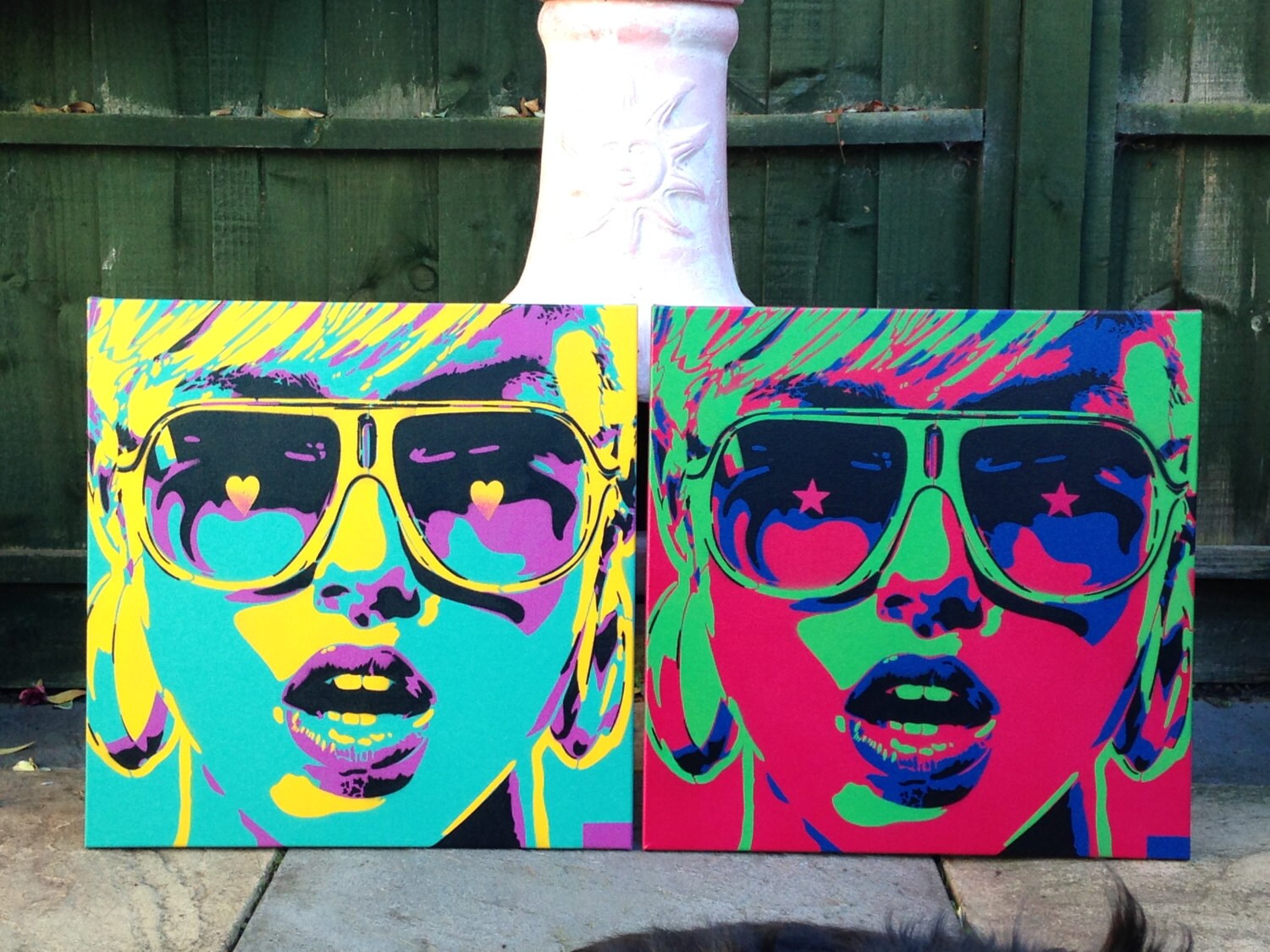 Pop art woman painting canvas stencil art spray paint art Etsy