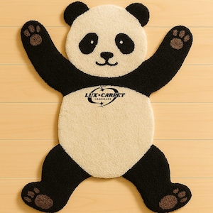 Hand Tufted Wool Panda Rug: Plush Kids Nursery Mat