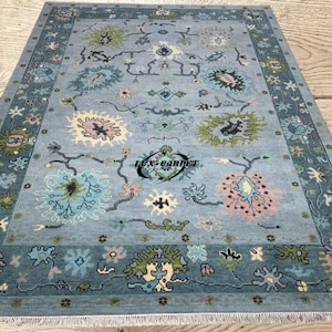 Beige Oushak Hand Knotted Rug Modern oushak Rug Turkish knots rug 100 % Wool Rug Hall Rug, Bedroom Rug | 8x10, 9x12, 10x14,12x14