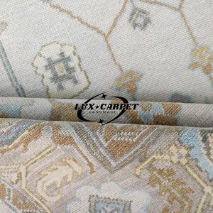 Handgeknüpfter Oushak Wollteppich: Türkischer Teppich im Vintage Stil