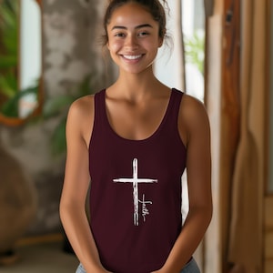 Cross With Faith Flowy Racerback Tank, Bella Canvas Womens Christian Tank Top, Faith Apparel Shirt, Lightweight Summer Tank, Religious Gift