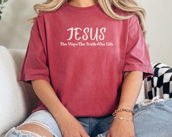 Jesus The Way T Shirt, Christian Faith Tee, Unisex Relaxed Fit Shirt, Bible Verse Tee, Religious Gift, Faith Apparel
