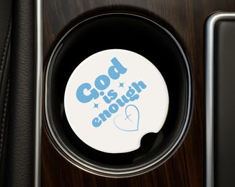 God is Enough Soapstone Car Coaster, Christian Car Decor