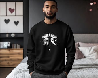 Sudadera con cuello redondo de Jesús en la cruz, ropa cristiana