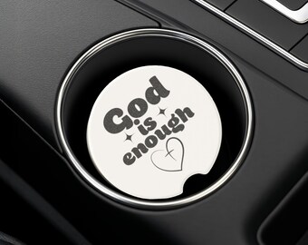 God is Enough Soapstone Car Coaster, Christian Car Accessory