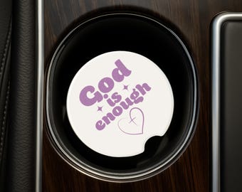 God is Enough Soapstone Car Coaster, Christian Auto Accessory