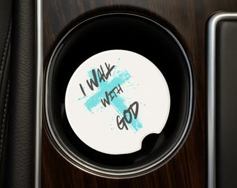 I Walk With God Soapstone Car Coaster | Christian Gift