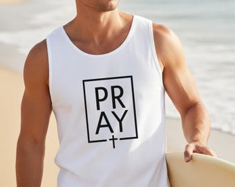 Pray Cross Tank Top, Comfort Colors Christian Tank, Faith Tank Top, Inspirational Scripture Tank, Religious Summer Tank, Jesus Tank