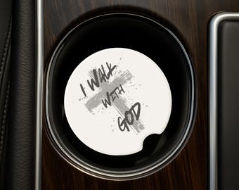 Soapstone Car Coaster: I Walk With God, Christian Gift