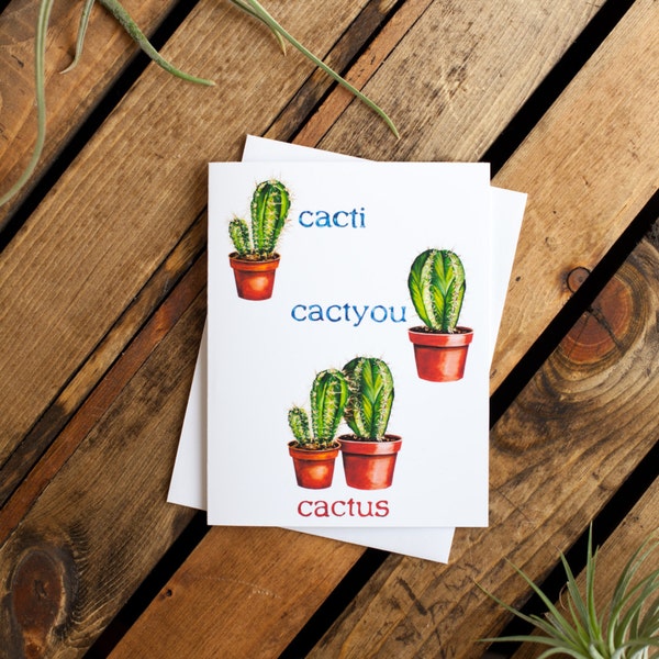 Cactus Notecard (greeting card, blank interior for thank you, get well, thinking of you, friendship, humor, valentines)