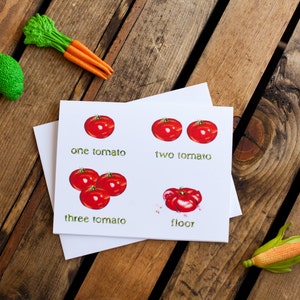 One Tomato, Two Tomato Notecard (greeting card, blank interior for thank you, get well, thinking of you, friendship, humor)