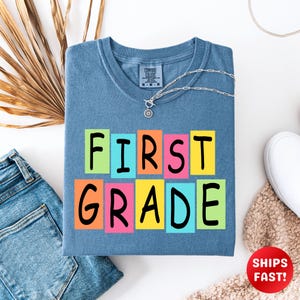Comfort Colors® First Grade Teacher Shirt, First Grade Teacher Appreciation Gift, Elementary School T-shirt, Toile de Jouy 1st Grade T-Shirt
