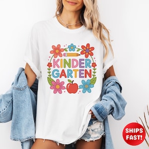 Comfort Colors® Kindergarten Lehrerin Shirt, Kindergarten Shirt, Kinder Crew, Pre-K Teache, Kinder Garten Lehrerin Back to School Shirts