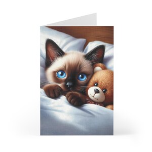 Adorables cartes de voeux chat - parfaites pour les amoureux des animaux de compagnie, souhaits d'anniversaire, mots de remerciement, jolies cartes d'animaux, paquet de 7, miaou !