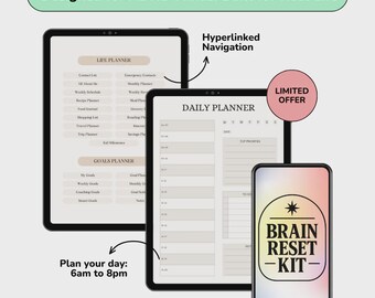 Kit de Redefinição Cerebral – Planejador Digital para TDAH para Adultos Neurodivergentes | Imprimível + Notion, Rastreador de Rotinas, Ferramenta de Clareza Mental