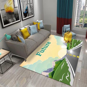 Kids Road Traffic Rug, Cartoon Car Toys Rug for Boys/Girls, Educational Rugs, MultiColor Baby Nursery Bedroom Play Mat, Kids Play Rug