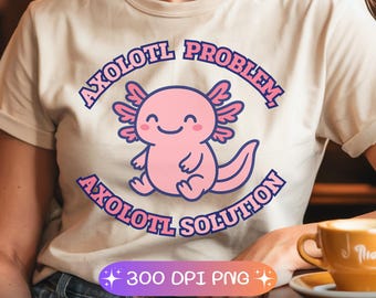 Axolotl mignon PNG | Clipart drôle d'axolotl kawaii | Design transparent à sublimation Axolotl en dessin animé pour t-shirt, autocollant, tasse